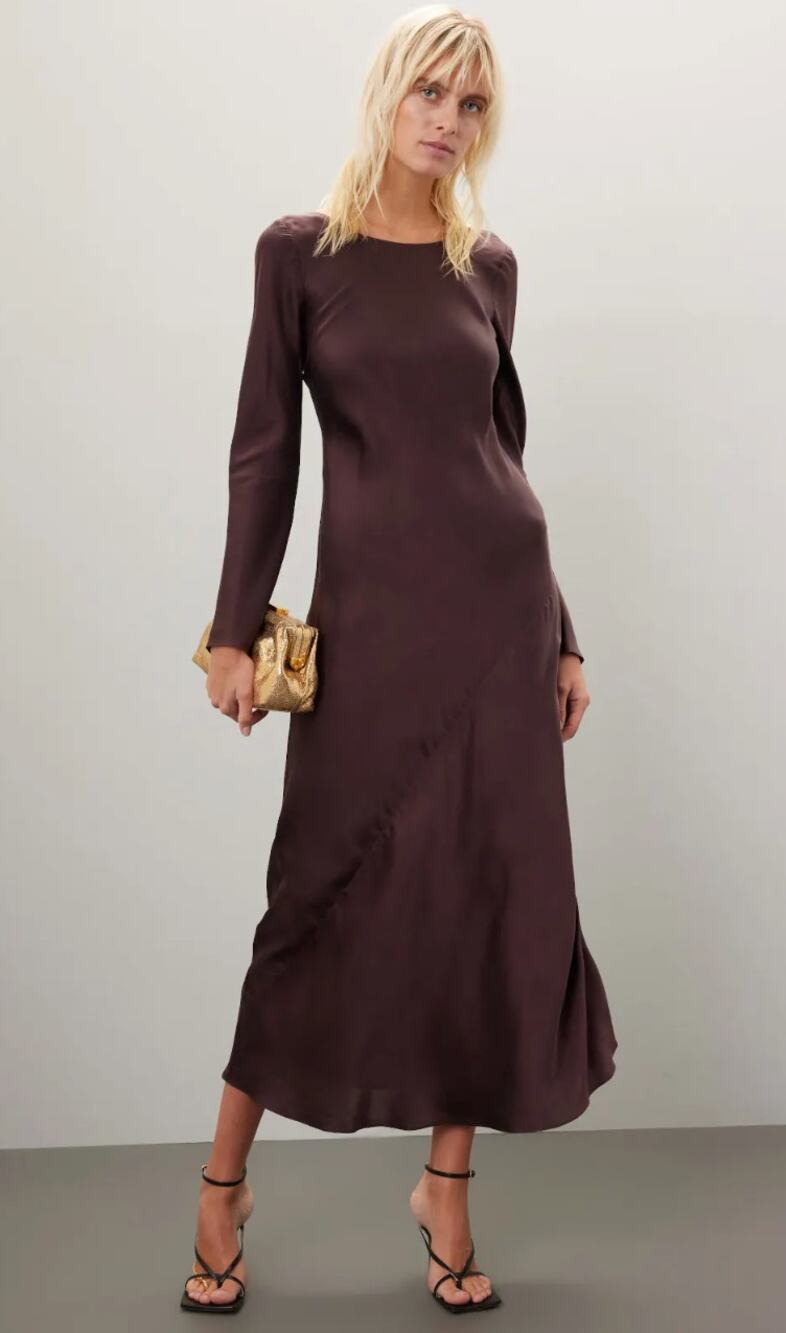 Silk Laundry Sienna Brown Silk Dress Size XL